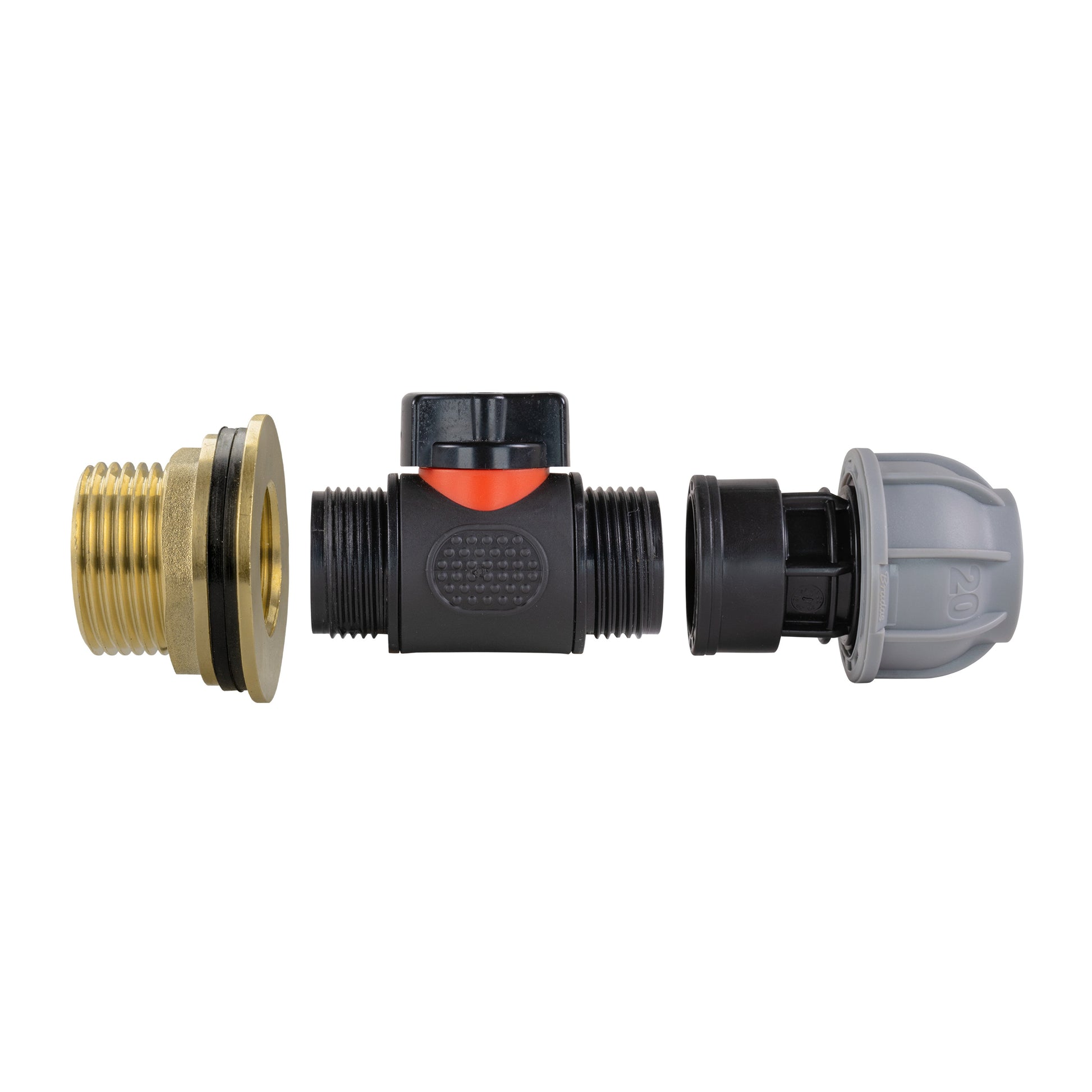 AP Supplies Water Butt Brass Kit 1" with In-Line Valve + 20mm MDPE and Drill Bit
