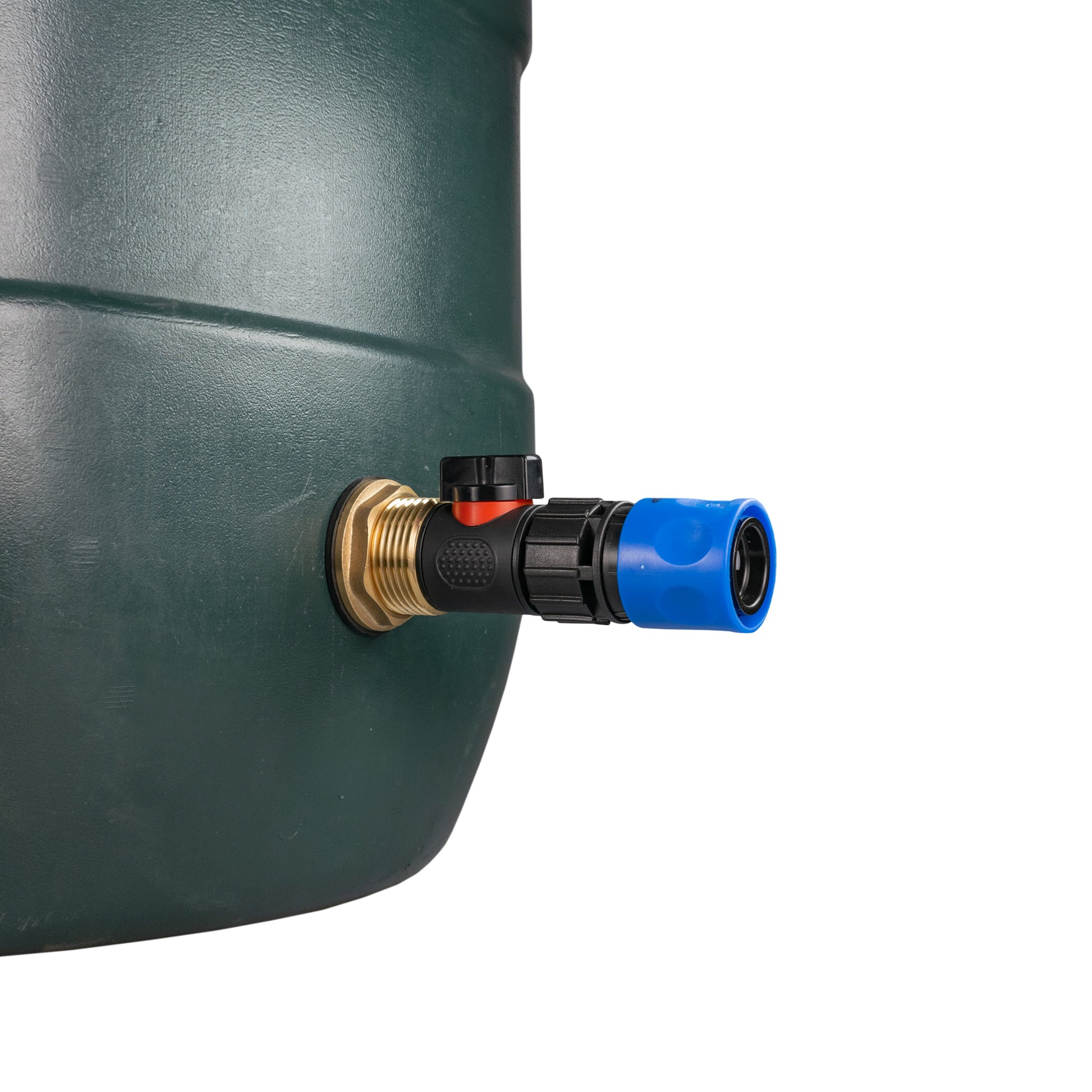 AP Supplies Water Butt Brass Kit 1" with In-Line Valve + Female Quick Connector Blue and Drill Bit