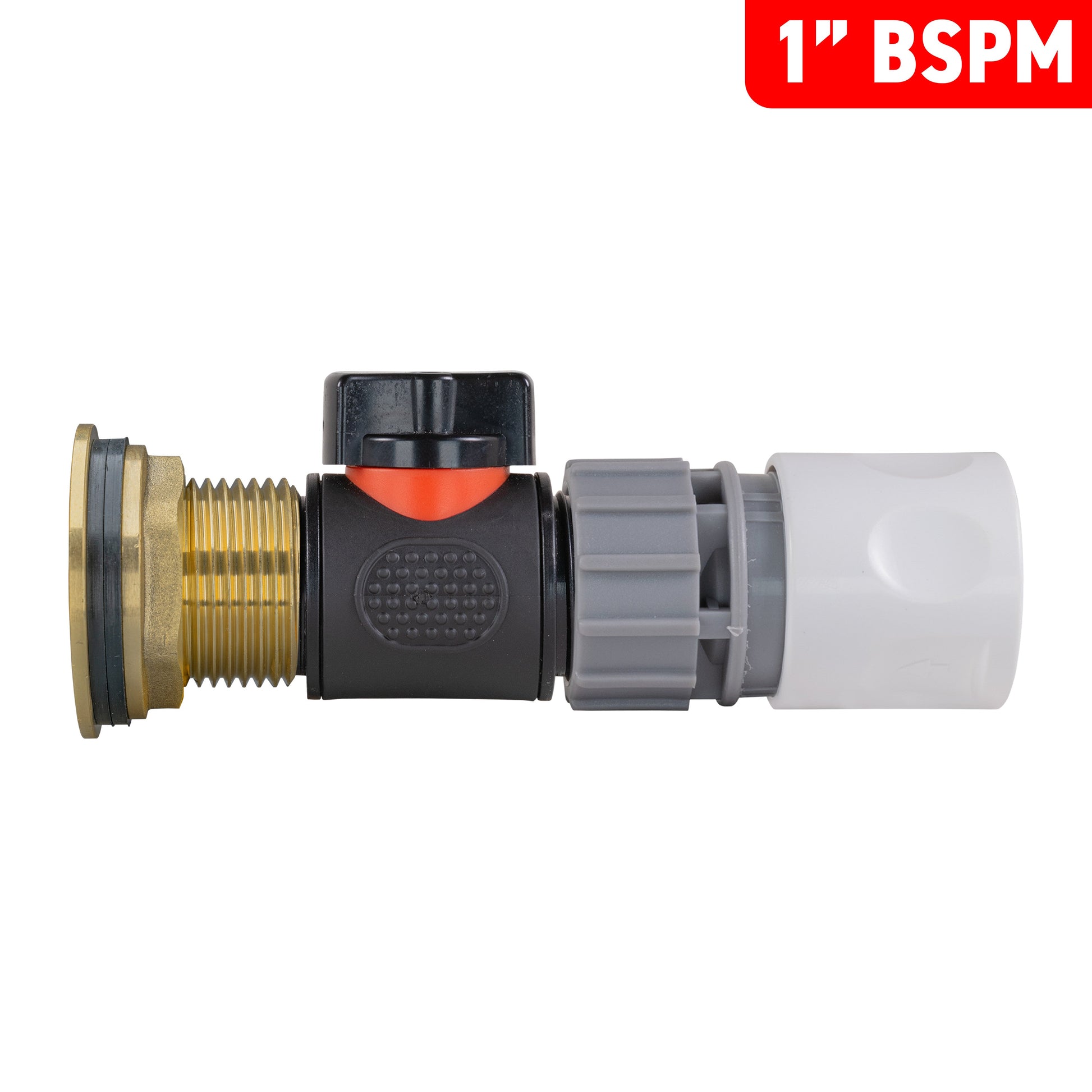 AP Supplies Water Butt Brass Kit 1" with In-Line Valve + Female Quick Connector WL and Drill Bit