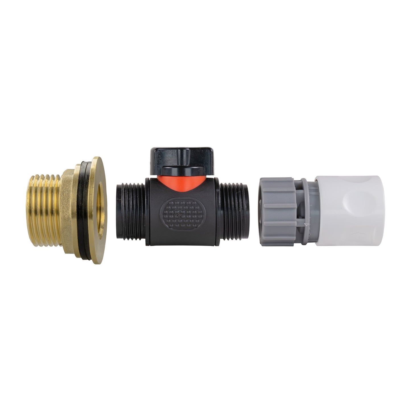 AP Supplies Water Butt Brass Kit 1" with In-Line Valve + Female Quick Connector WL and Drill Bit