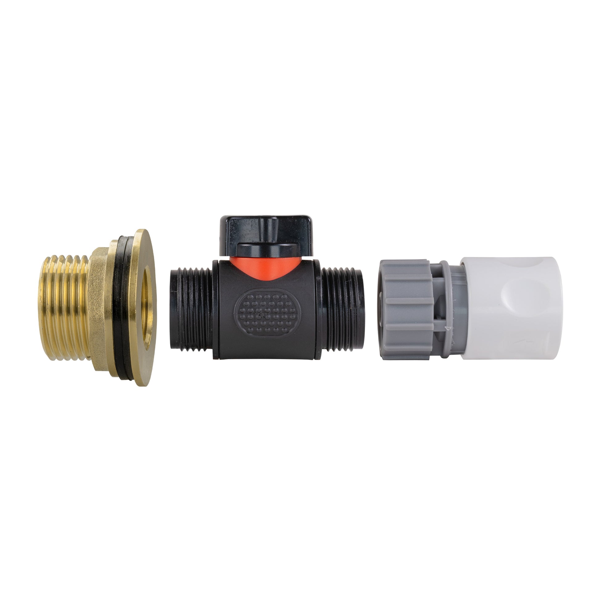 AP Supplies Water Butt Brass Kit 1" with In-Line Valve + Female Quick Connector WL and Drill Bit