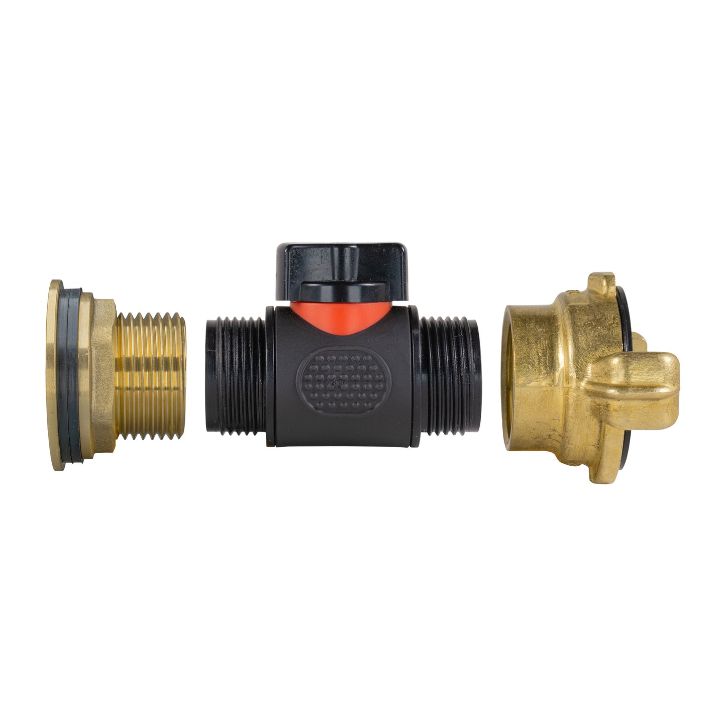 Water Butt Brass Kit 1in with In-Line Valve + Geka Water Connector Claw Coupling