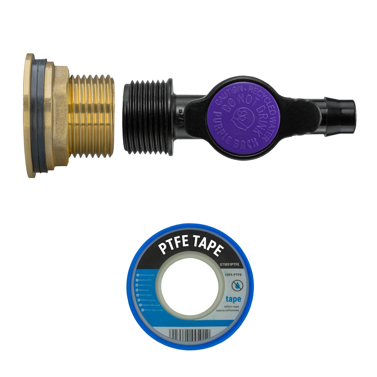 Water Butt Brass Kit 1in with 13mm Barb Irrigation Valve for Brass Water Fitting