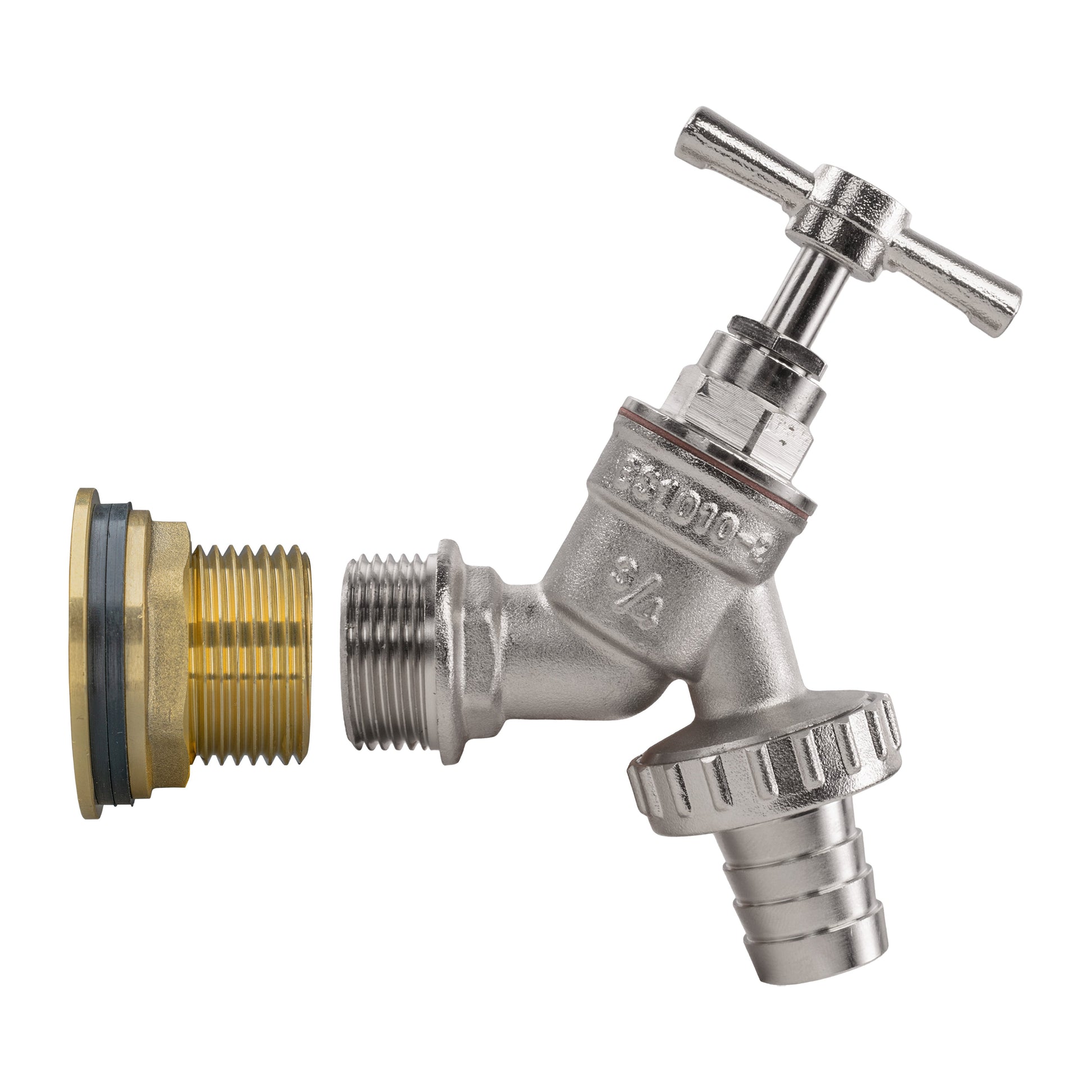 AP Supplies Water Butt Brass Kit 1" with Nickel Plated Barbed Tap and Drill Bit