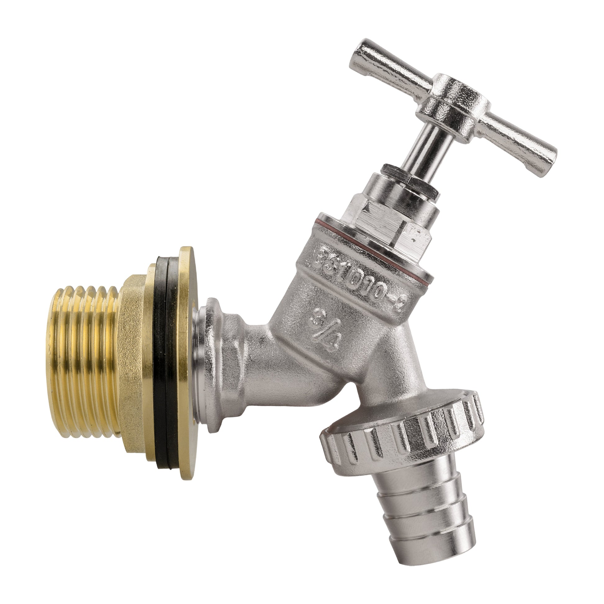 AP Supplies Water Butt Brass Kit 1" with Nickel Plated Barbed Tap and Drill Bit