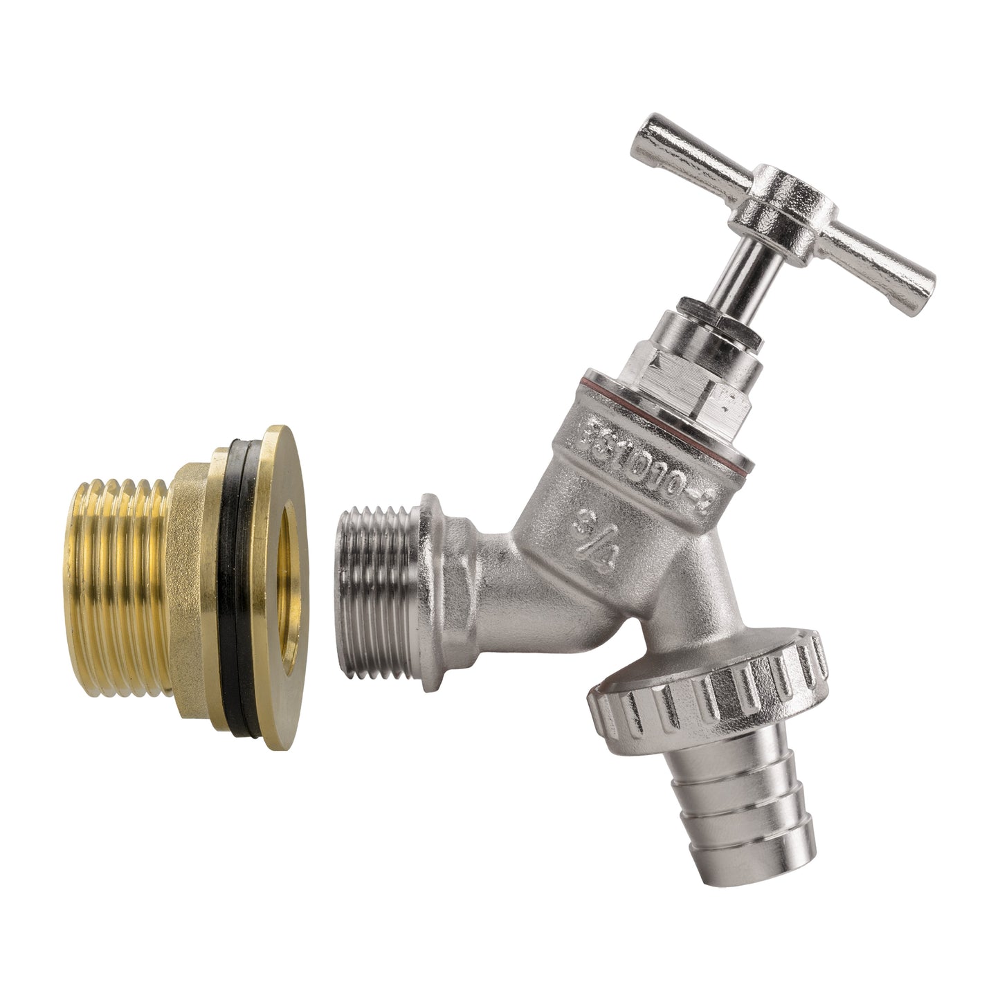 AP Supplies Water Butt Brass Kit 1" with Nickel Plated Barbed Tap and Drill Bit