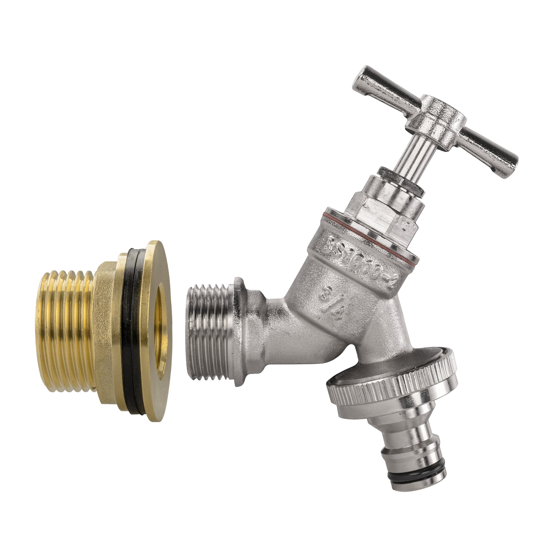 AP Supplies Water Butt Brass Kit 1" with Nickel Plated Quick Connect Tap and Drill Bit