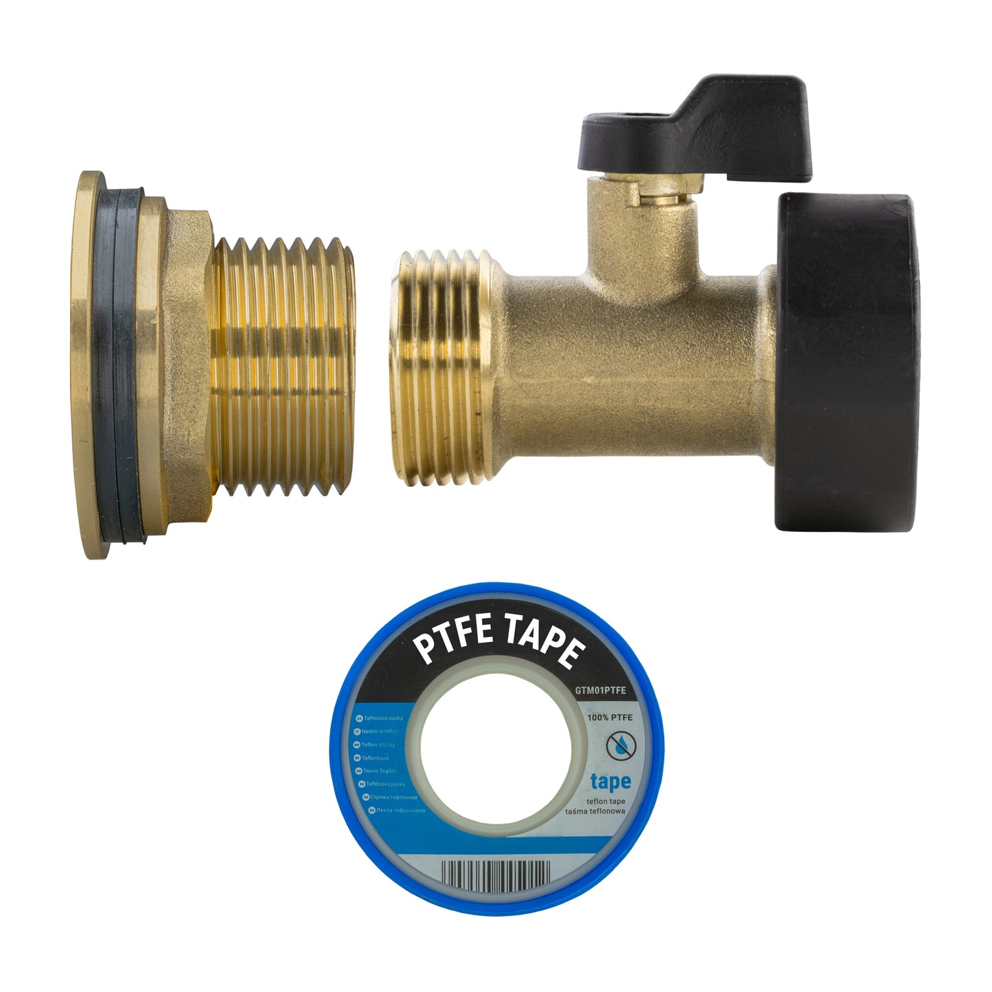 Water Butt Brass Kit 1in with Brass Valve Hose Connector Set Brass Water Fitting