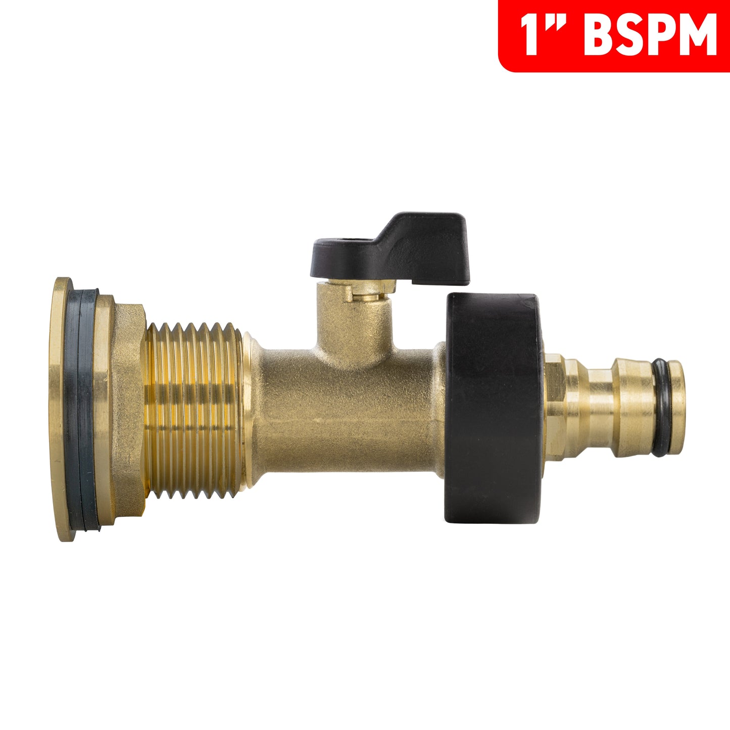 AP Supplies Water Butt Brass Kit 1" with Brass Valve + Quick Connect and Drill Bit