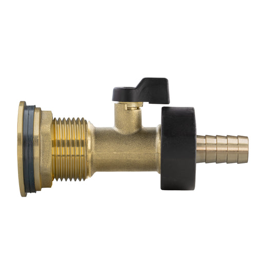 Water Butt Brass Kit 1in with Brass Valve + 13mm Barb for DIY Workshop Accessory