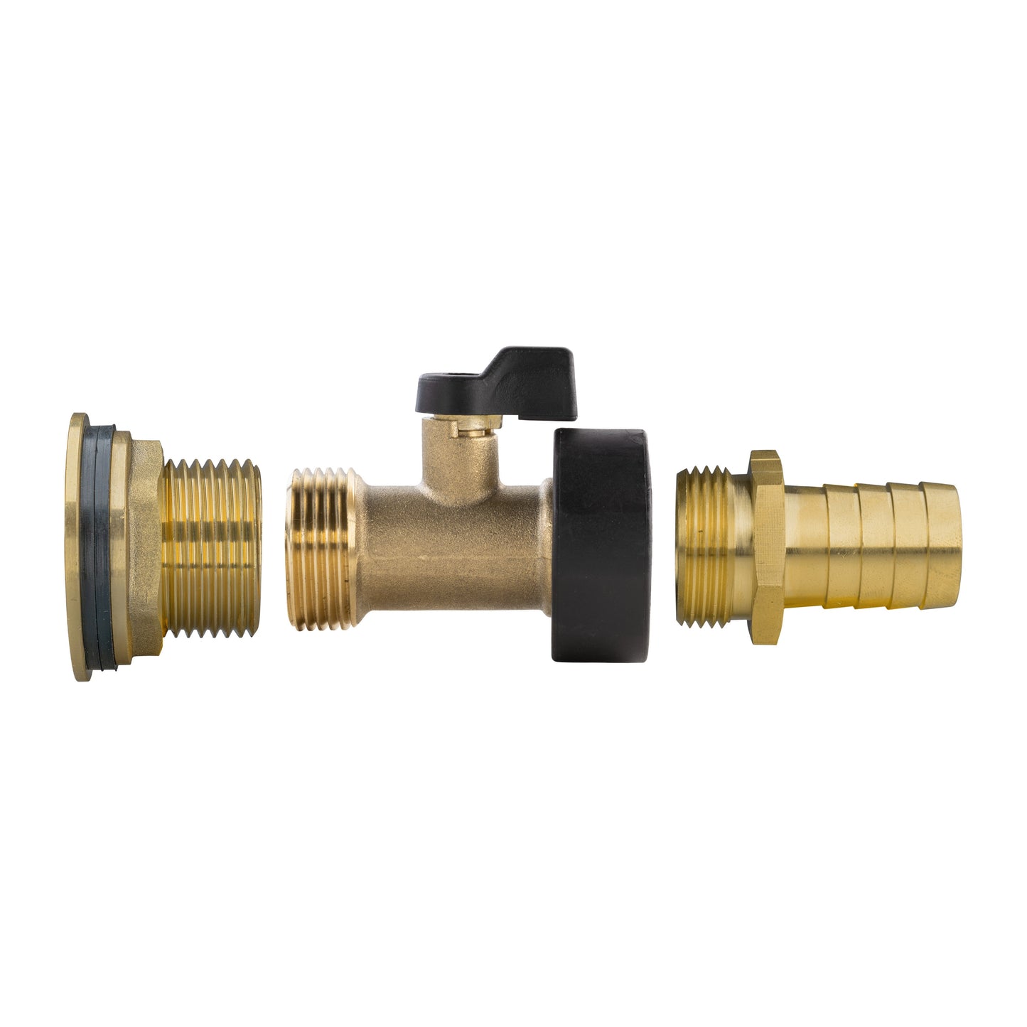 Water Butt Brass Kit 1in with Brass Valve + 19mm Barb for DIY Workshop Accessory