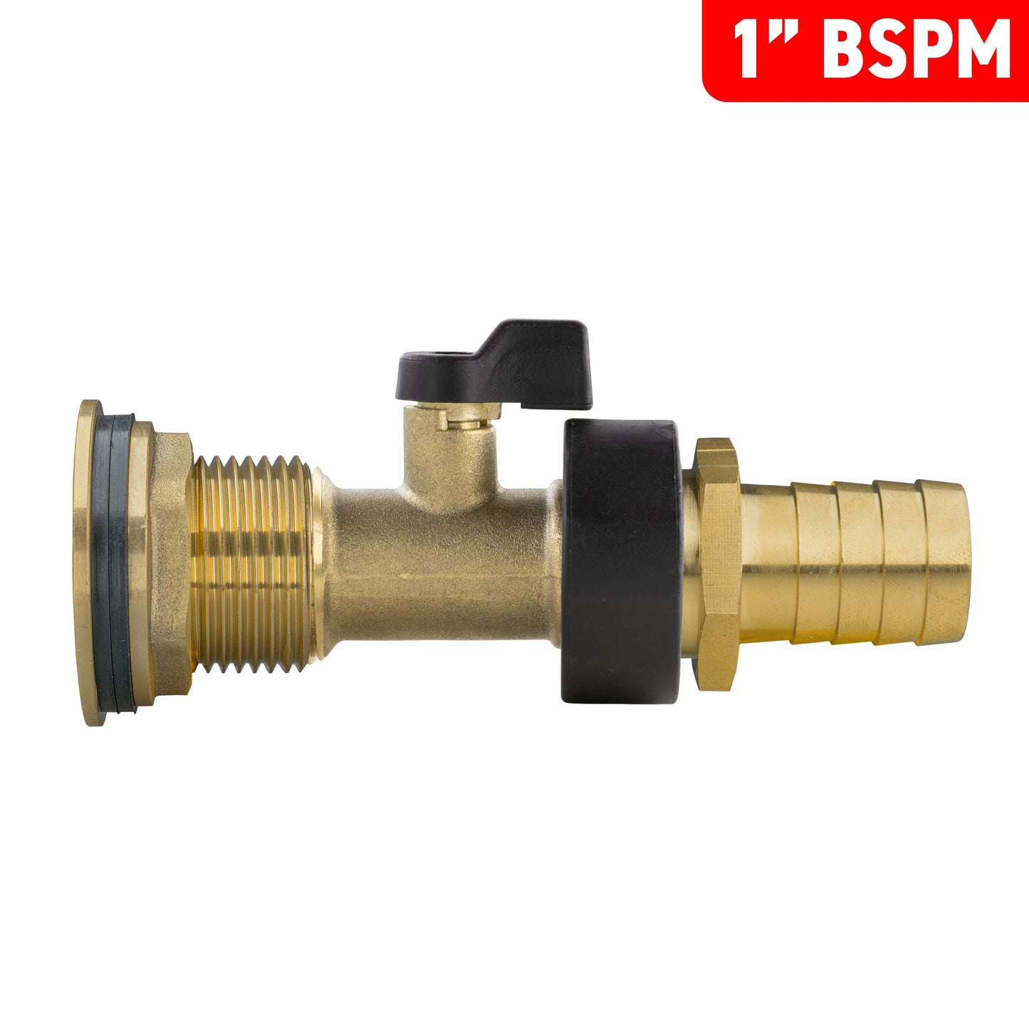 AP Supplies Water Butt Brass Kit 1" with Brass Valve + 19mm Barb and Drill Bit