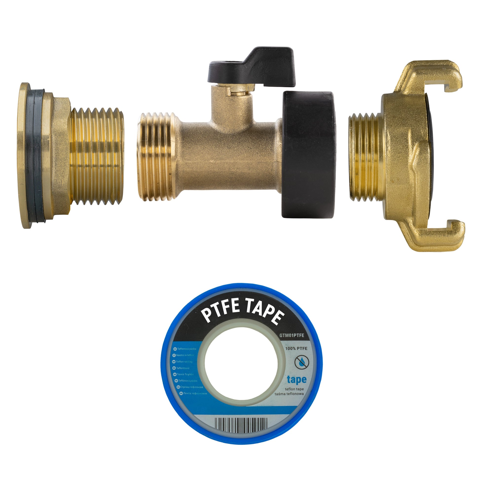 AP Supplies Water Butt Brass Kit 1" with Brass Valve + Geka and Drill Bit
