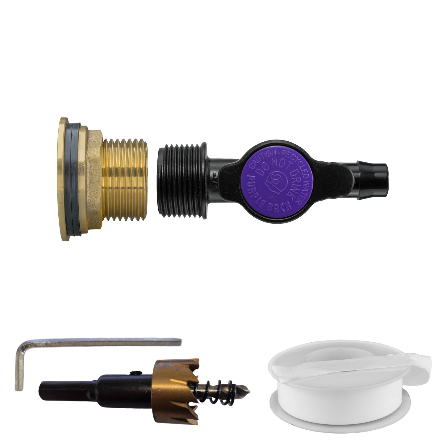 AP Supplies Water Butt Brass Kit 1" with 13mm Barb Irrigation Valve and Drill Bit
