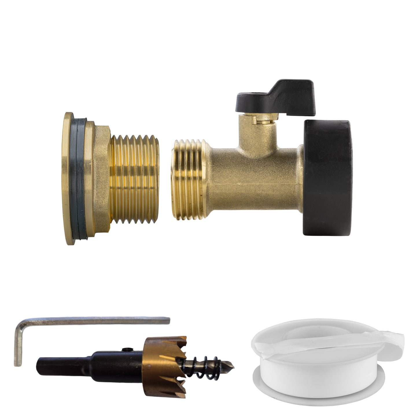 AP Supplies Water Butt Brass Kit 1" with Brass Valve and Drill Bit