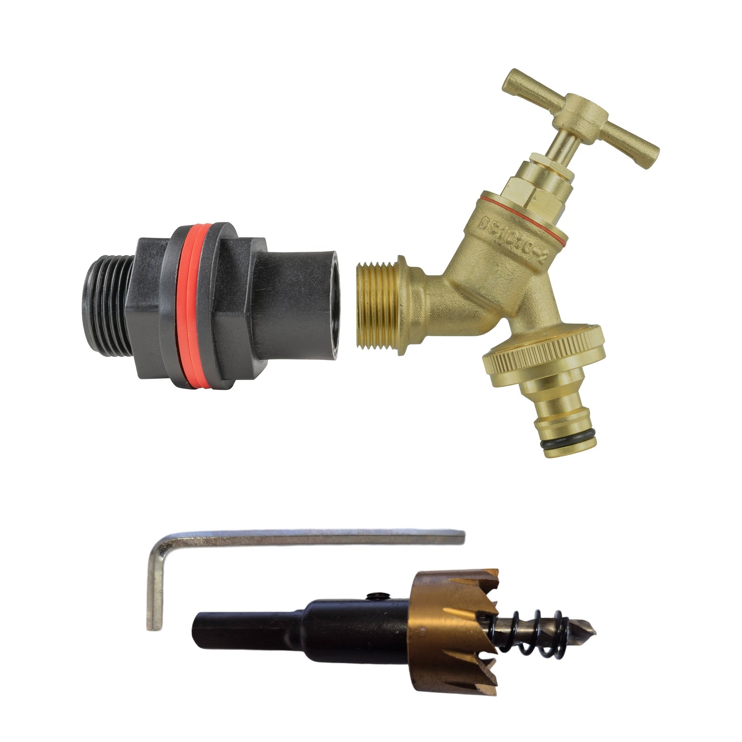AP Supplies Water Butts Kit 3/4" with Brass Bib Tap & Snap On and Drill Bit