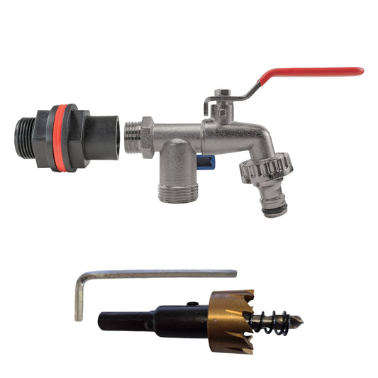 AP Supplies Water Butts Kit 3/4" With Double Tap and Drill Bit
