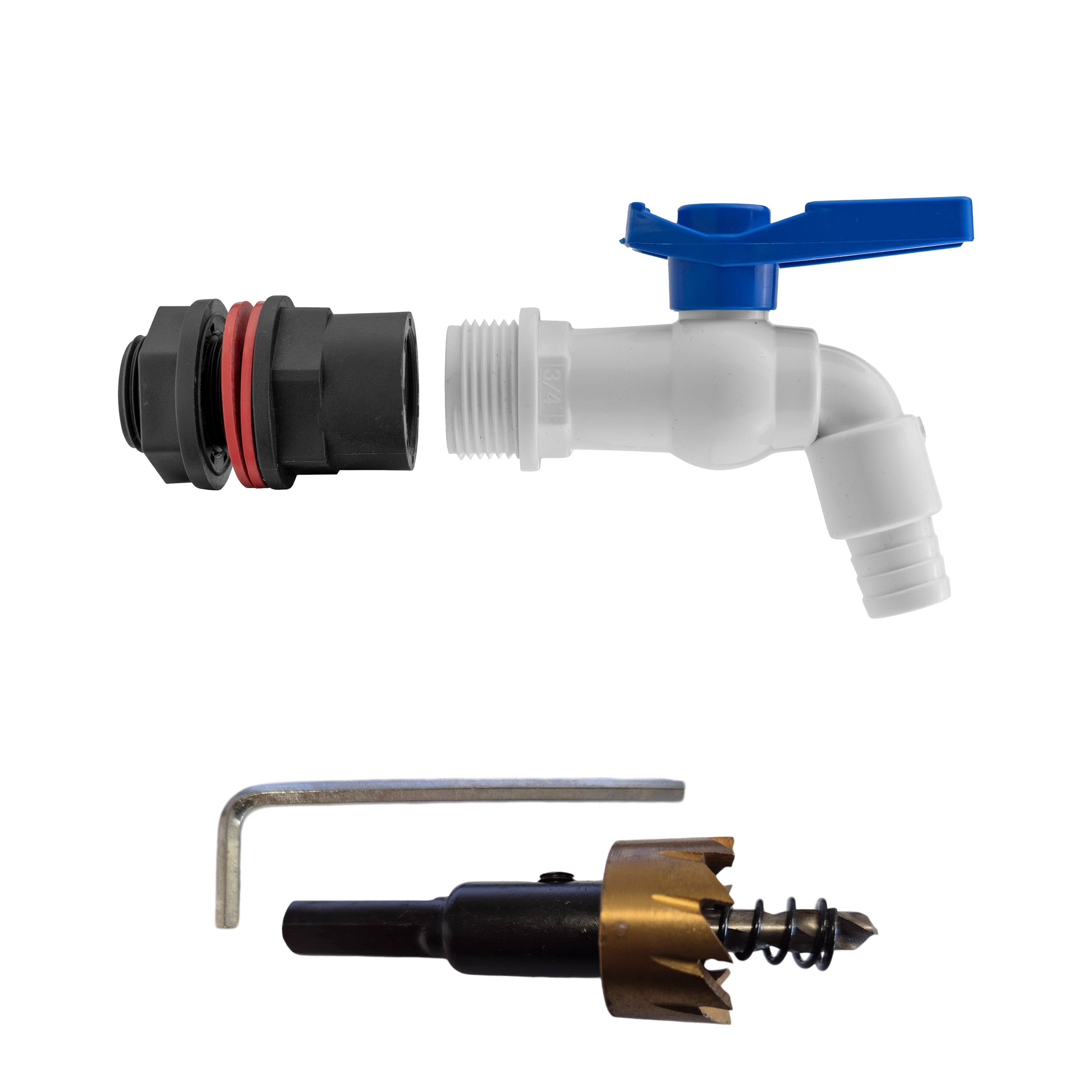 AP Supplies Water Butt Kit 3/4" with White PVC Tap and Drill Bit