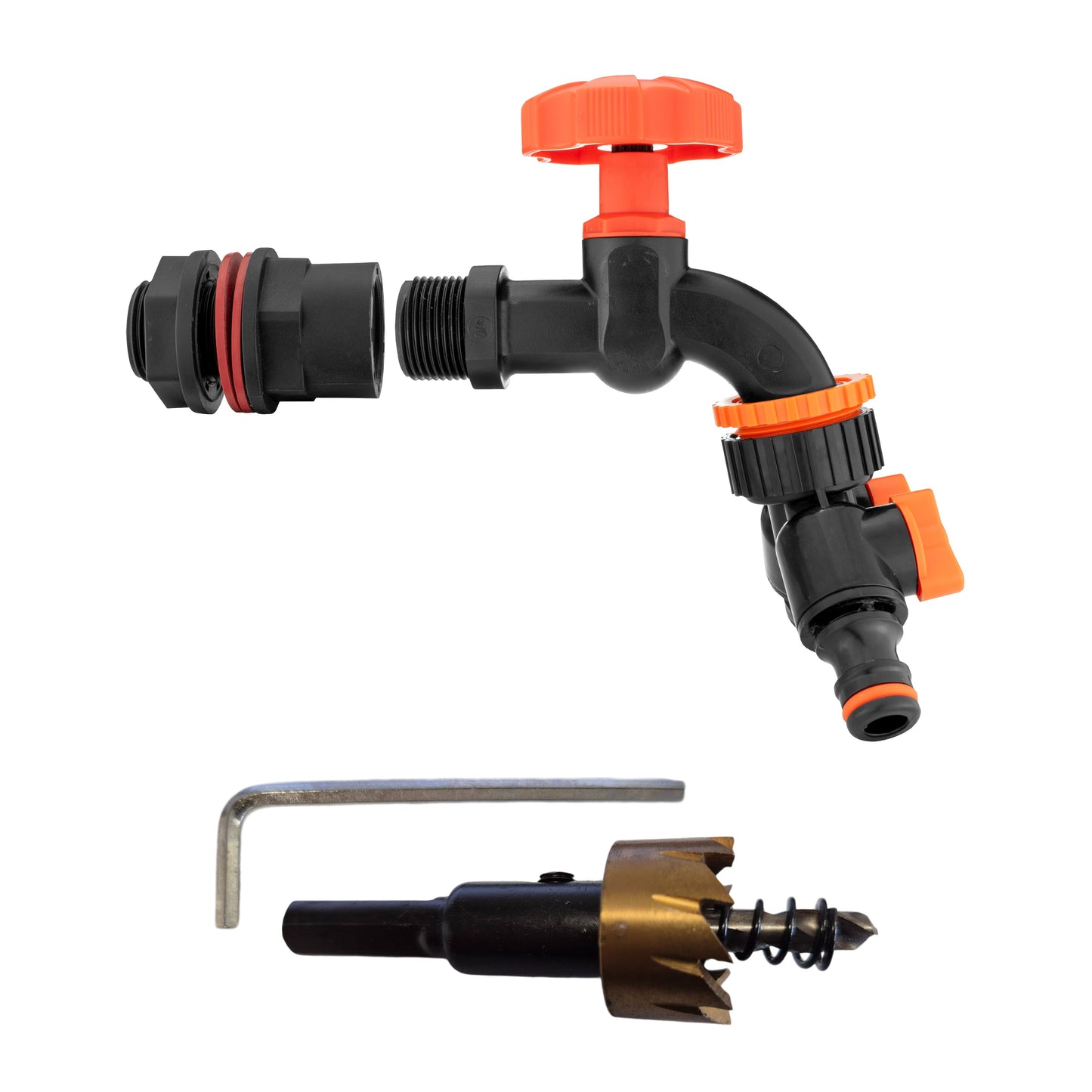 AP Supplies Water Butts Kit 3/4" PP Black Tap and Tap Splitter and Drill Bit