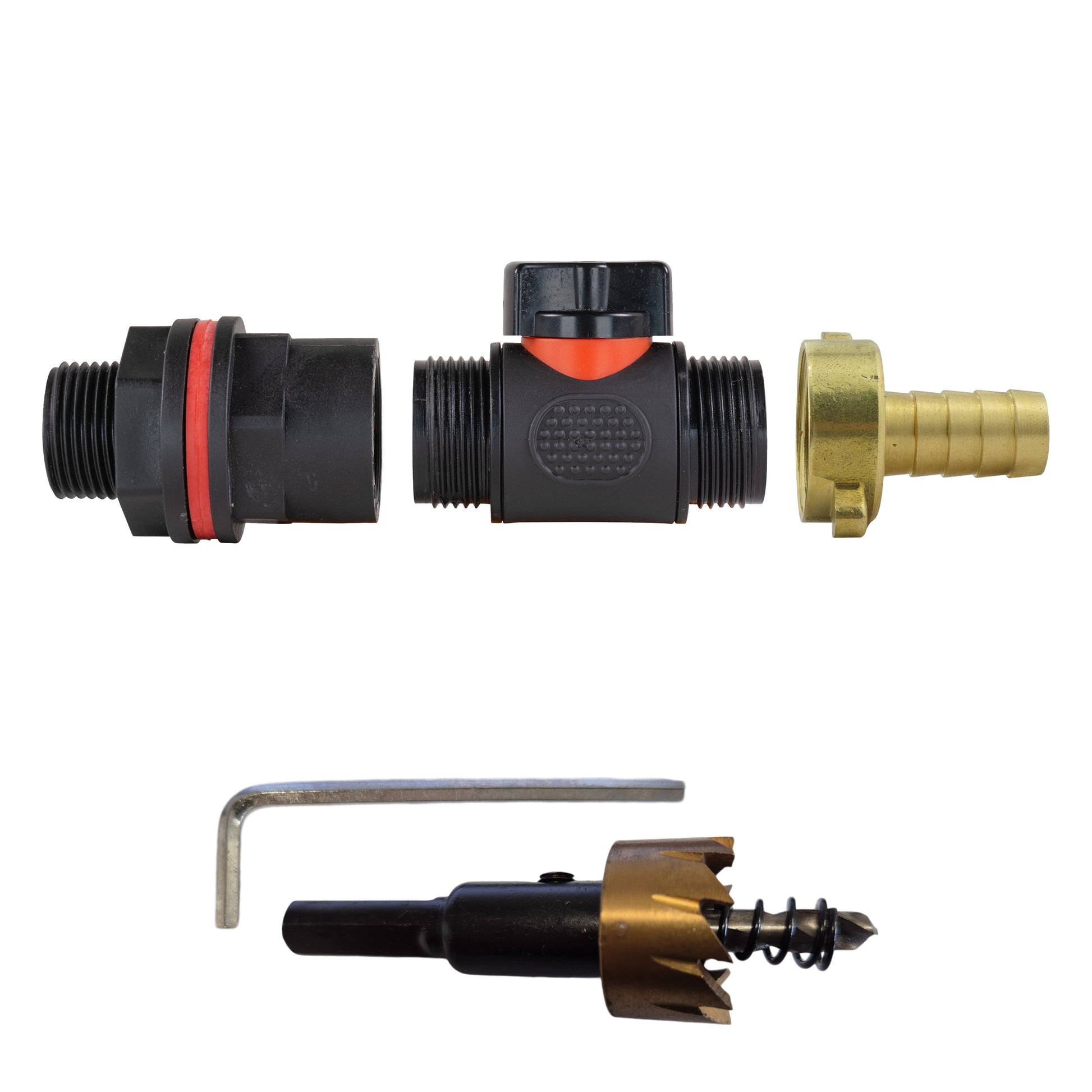 AP Supplies Water Butt Kit 3/4" with In-Line Valve + 13mm Brass Barb and Drill Bit