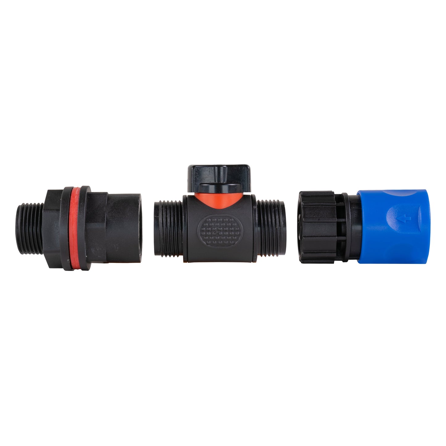 Water Butt Kit 3/4in with In-Line Valve + Female Quick Connector Blue