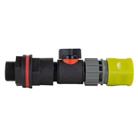 Water Butt Kit 3/4in with In-Line Valve + Female Quick Connector Lime