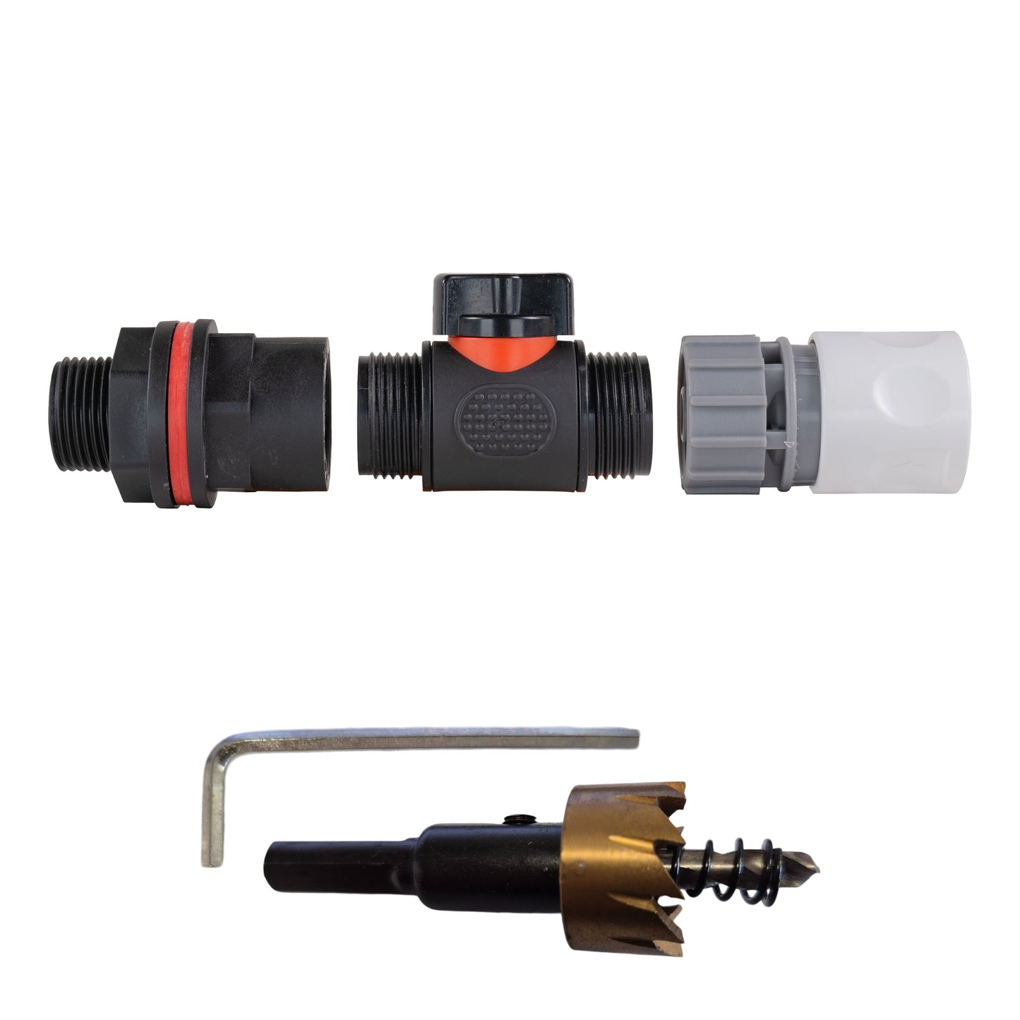 AP Supplies Water Butt Kit 3/4" with In-Line Valve + Female Quick Connector WL and Drill Bit