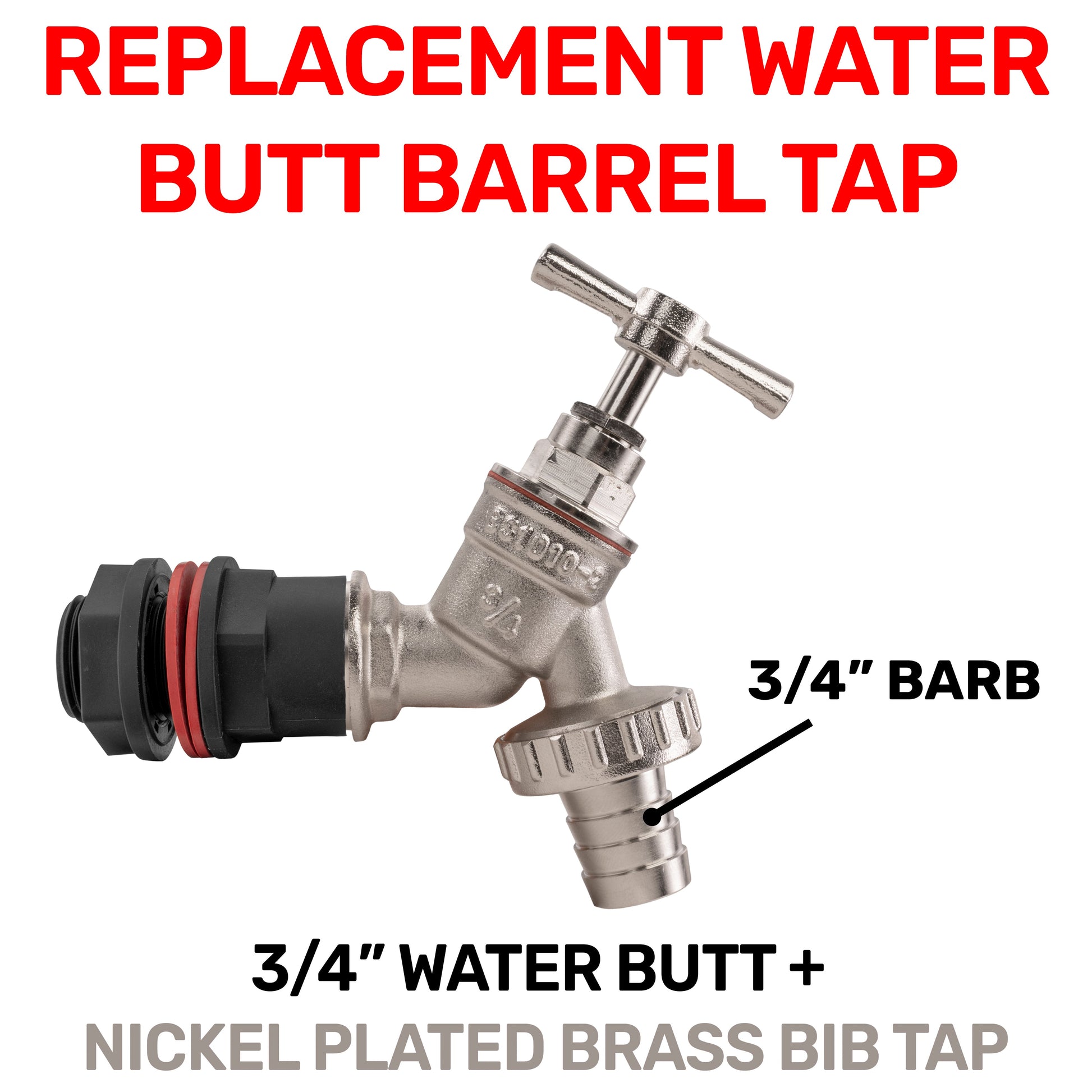 AP Supplies Water Butt Kit 3/4" with Nickel Plated Barbed Tap and Drill Bit