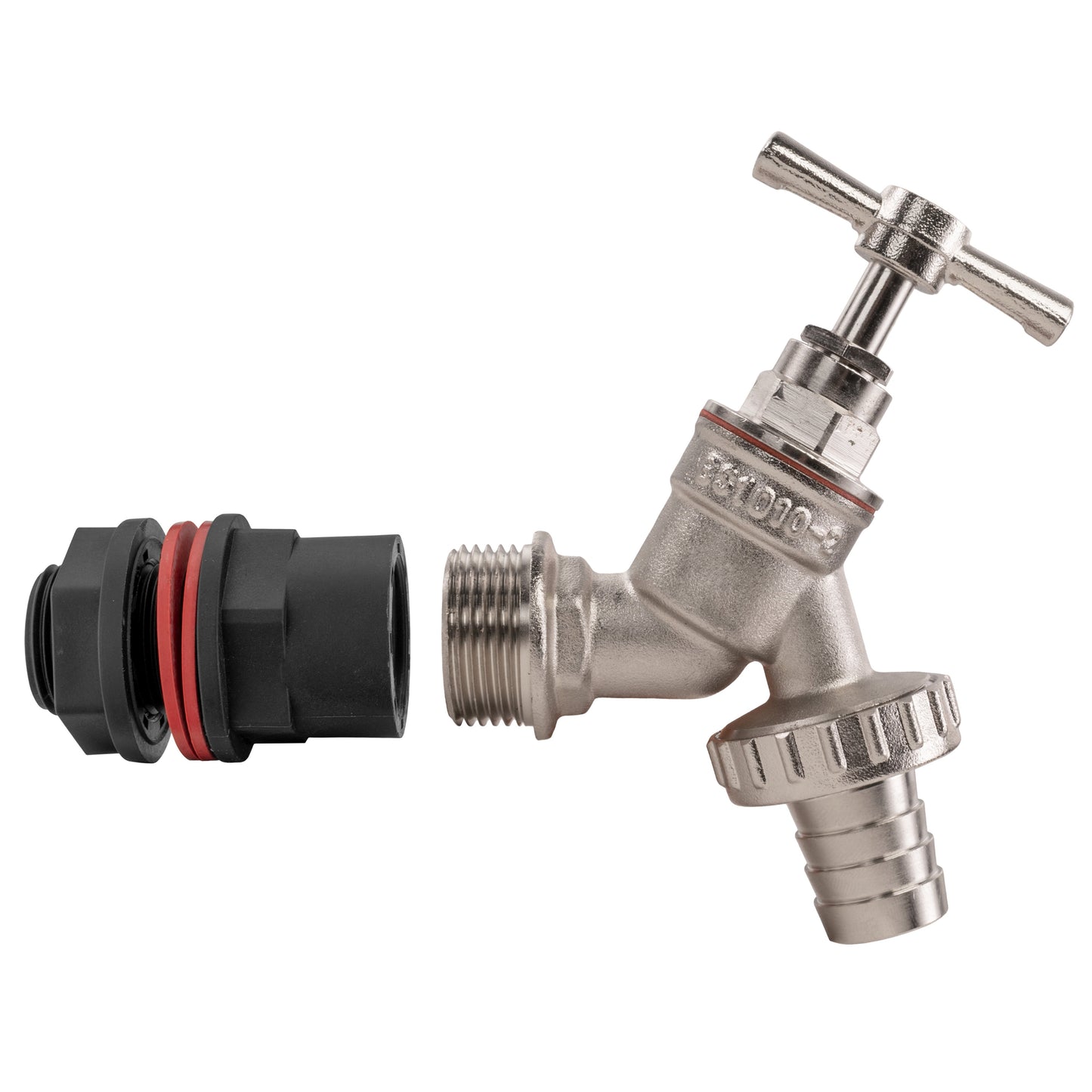 Water Butt Kit 3/4in with Nickel Plated Barbed Tap Hose Pipe Fitting Tap Adapter
