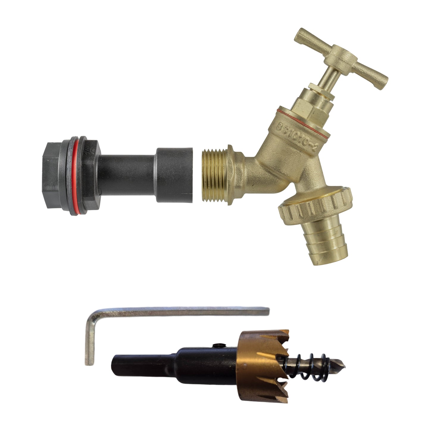 AP Supplies Water Butt Extension Kit 1/2" with Brass Barbed Tap and Drill Bit