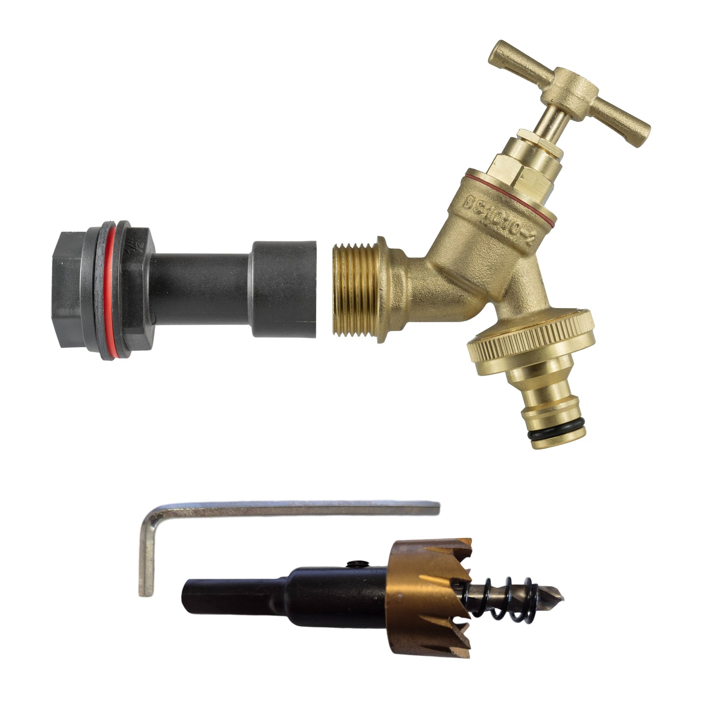 AP Supplies Water Butt Extension Kit 1/2" with Brass Quick Connect Tap and Drill Bit