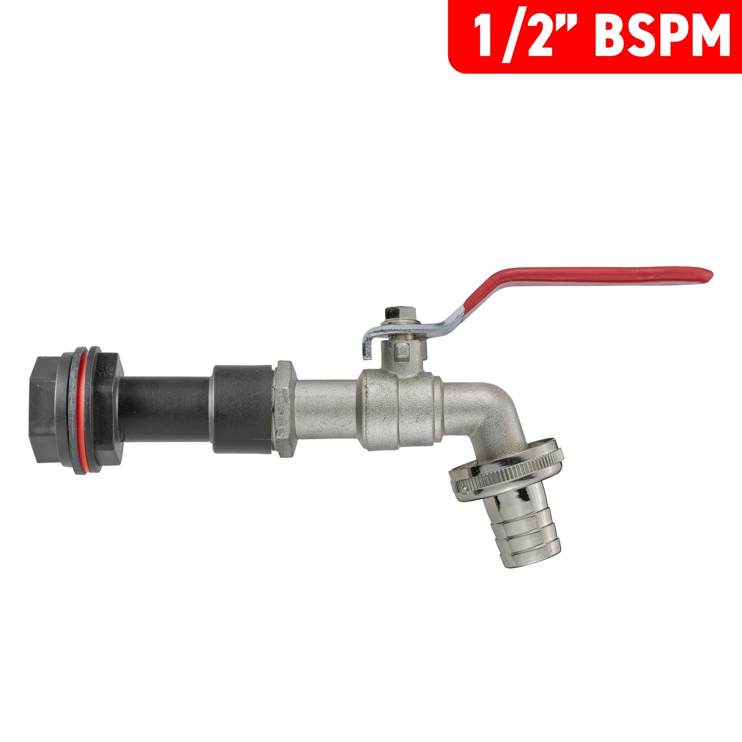 Water Butt Extension Kit 1/2in with Barbed Lever Tap for Drip Irrigation Fitting