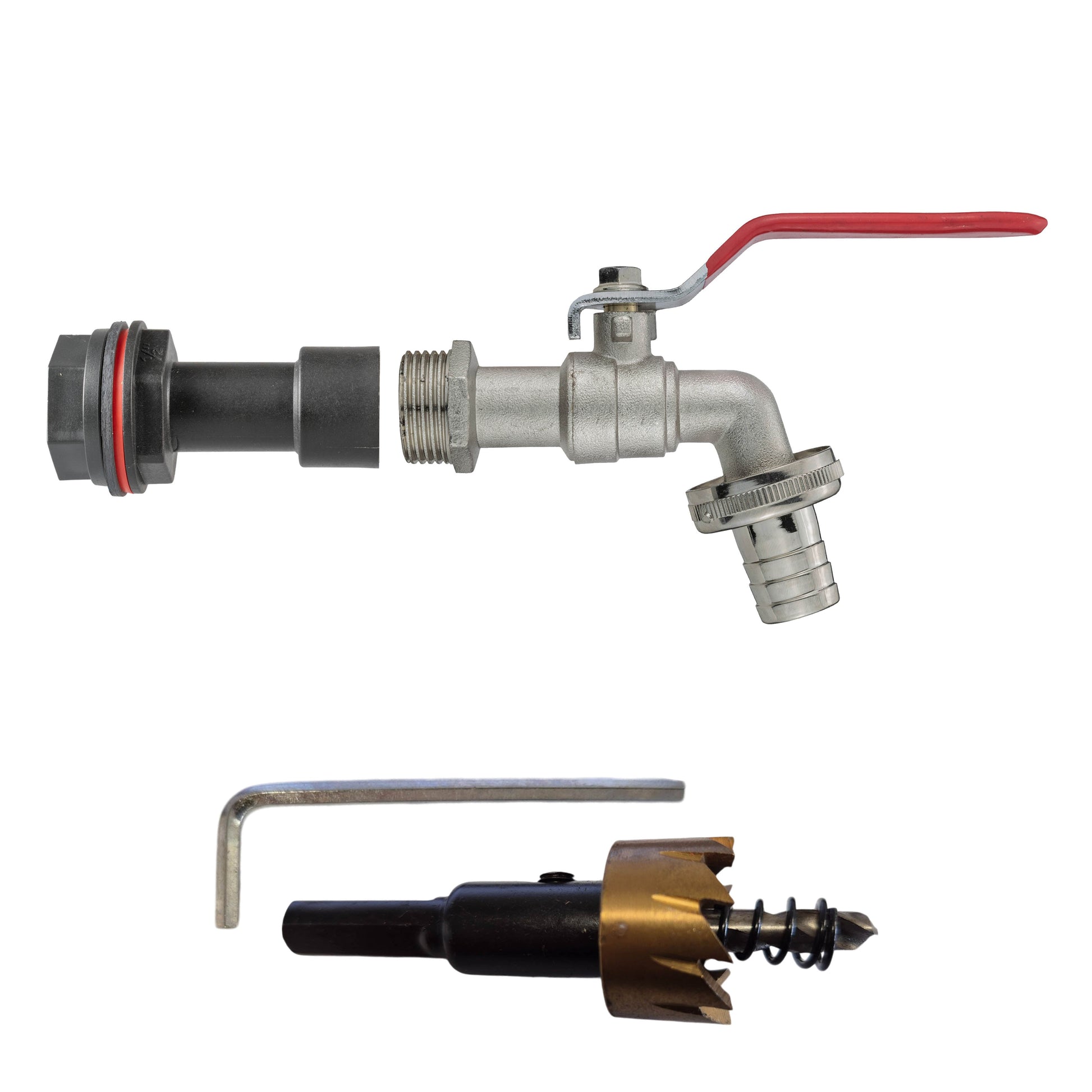 AP Supplies Water Butt Extension Kit 1/2" with Barbed Lever Tap and Drill Bit