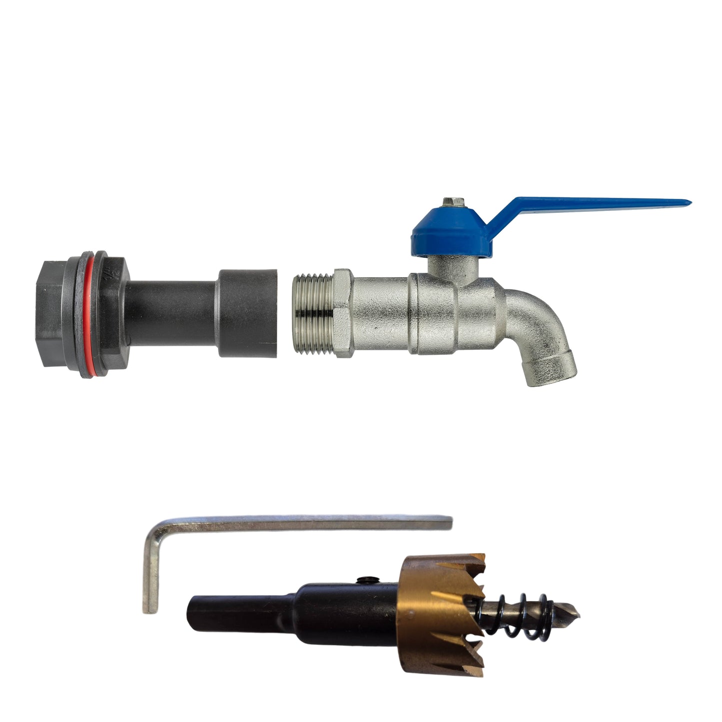 AP Supplies Water Butt Extension Kit 1/2" with Simple Lever Tap and Drill Bit
