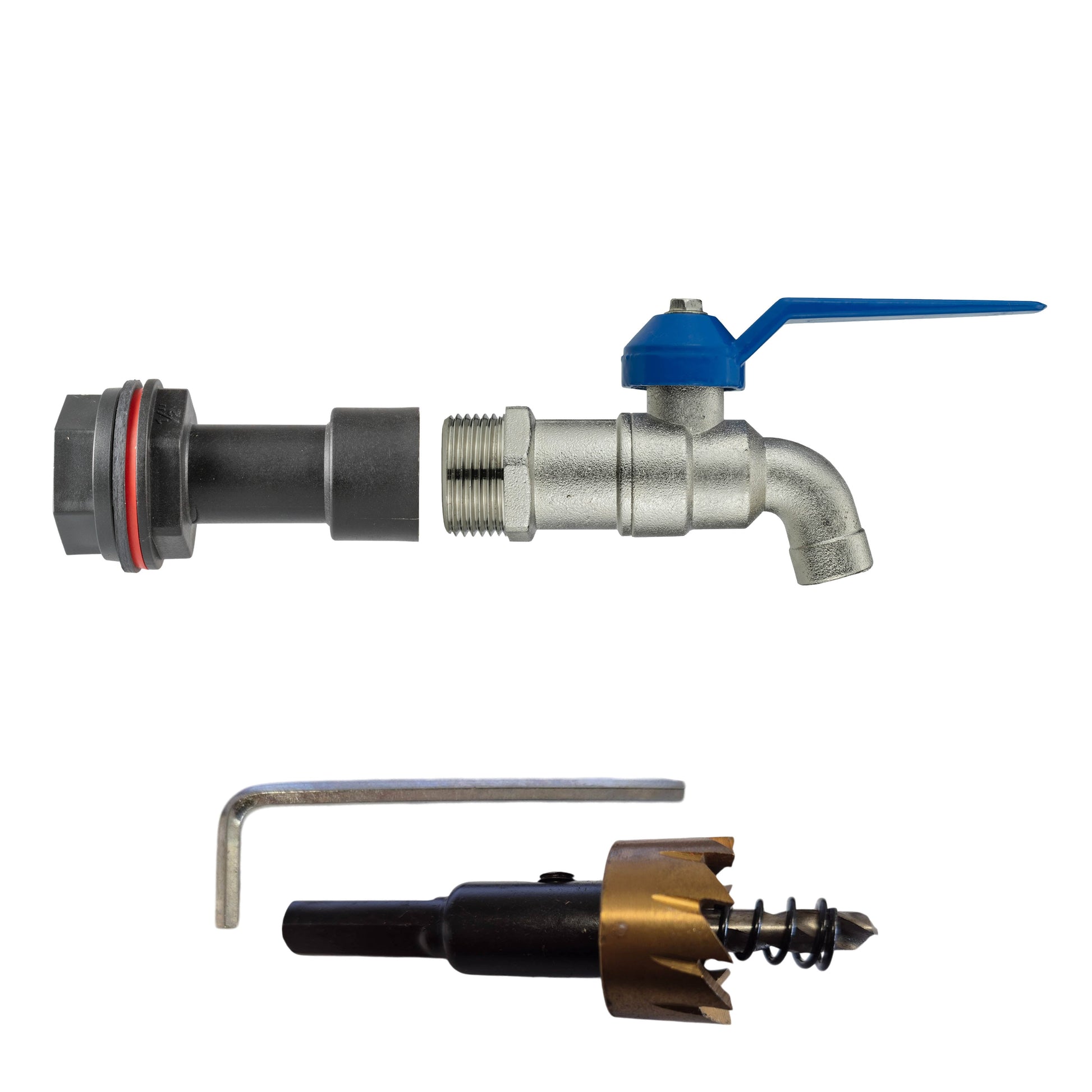 AP Supplies Water Butt Extension Kit 1/2" with Simple Lever Tap and Drill Bit