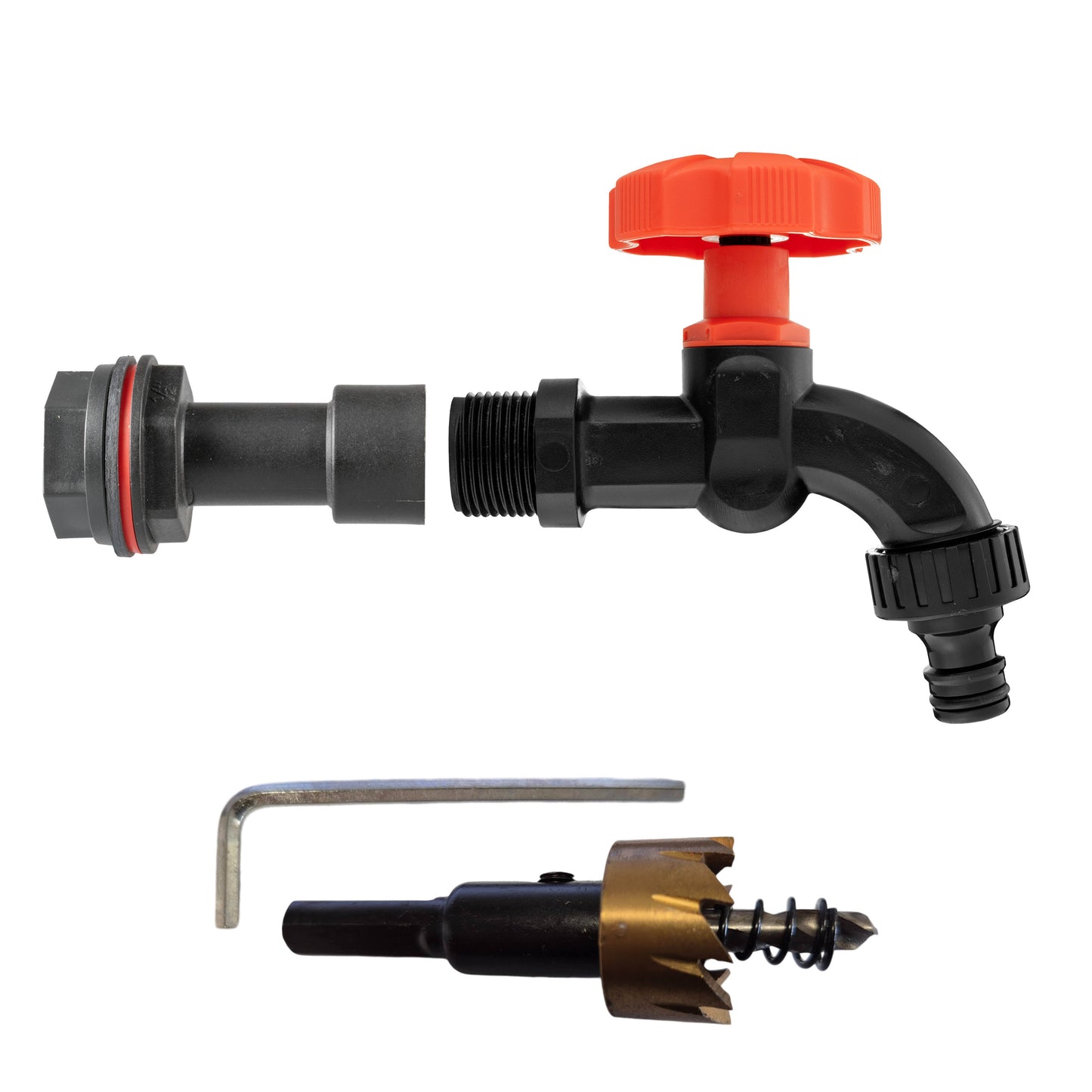 AP Supplies Water Butt Extension Kit 1/2" with Black Dial Tap and Drill Bit