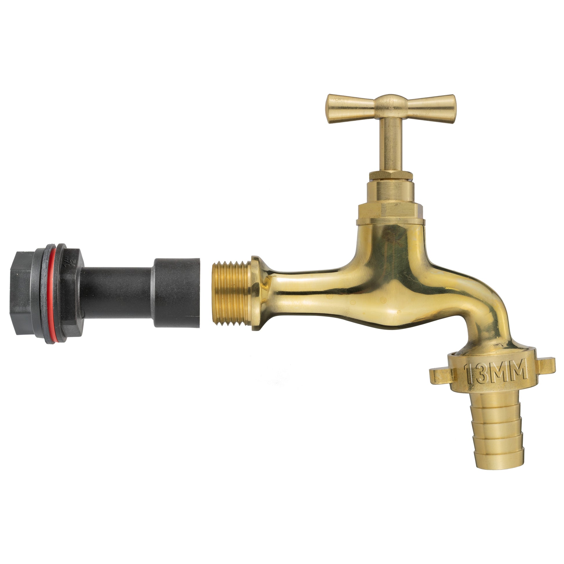 AP Supplies Water Butt Extension Kit 1/2" with 13mm Barbed Polished Brass Tap and Drill Bit