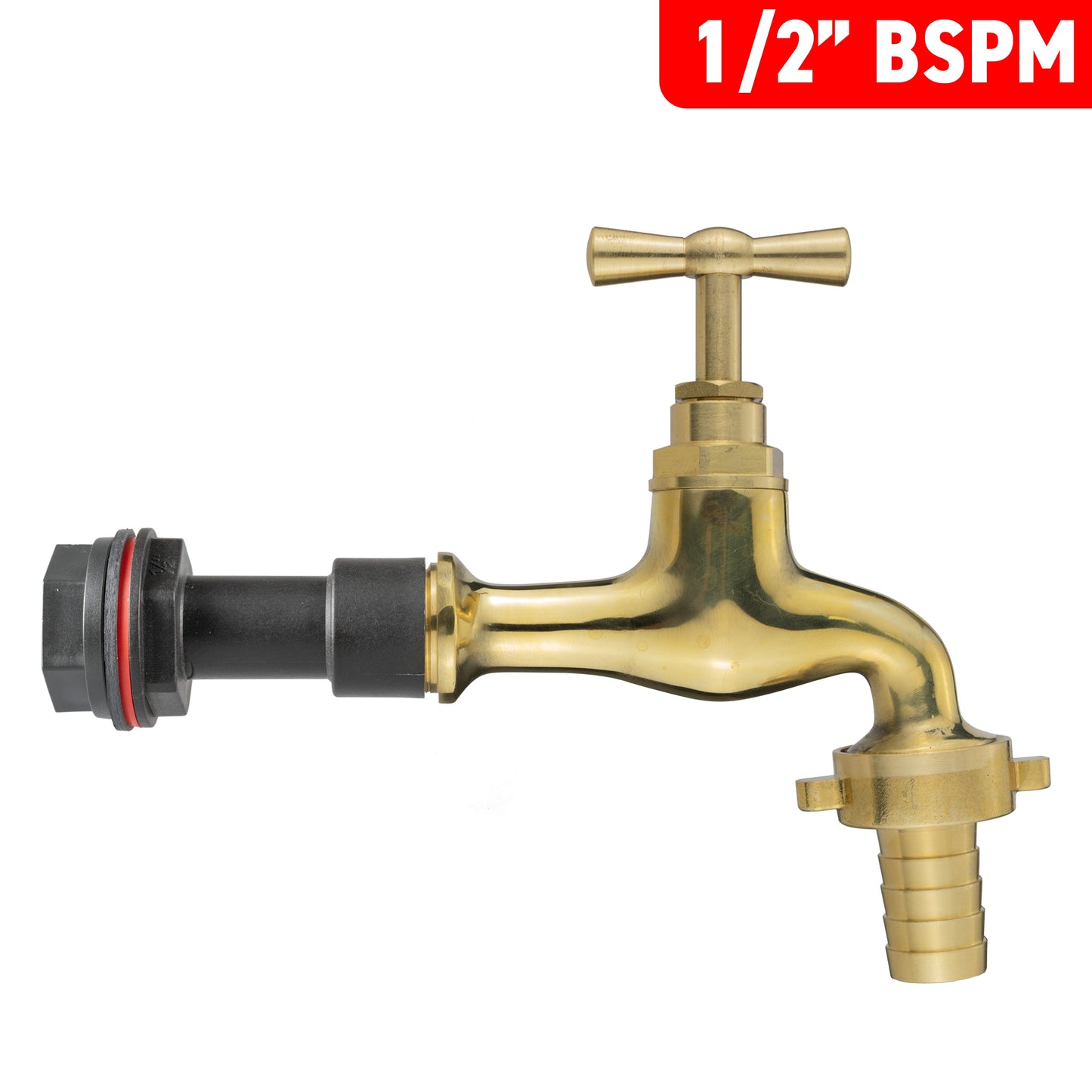 AP Supplies Water Butt Extension Kit 1/2" with 13mm Barbed Polished Brass Tap and Drill Bit