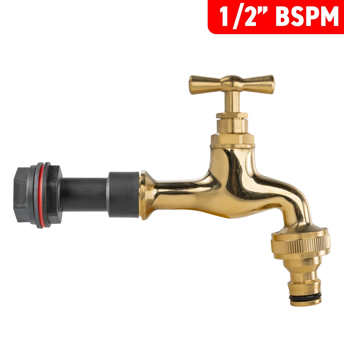AP Supplies Water Butt Extension Kit 1/2" with Quick Connect Polished Brass Tap and Drill Bit