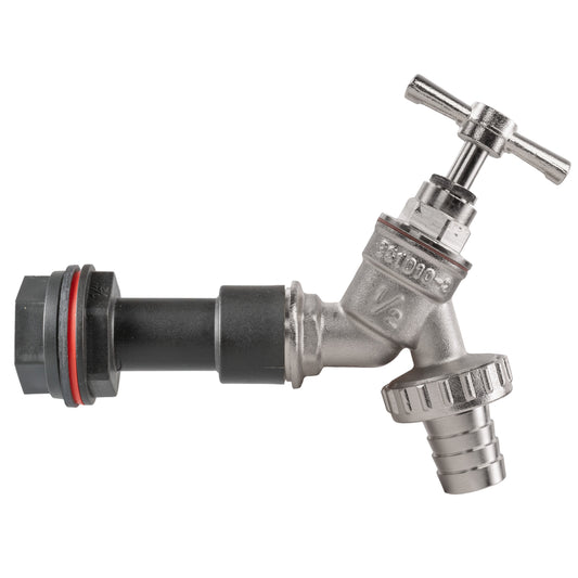 Water Butt Extension Kit 1/2in with Nickel Plated Barbed Tap for Water Connector