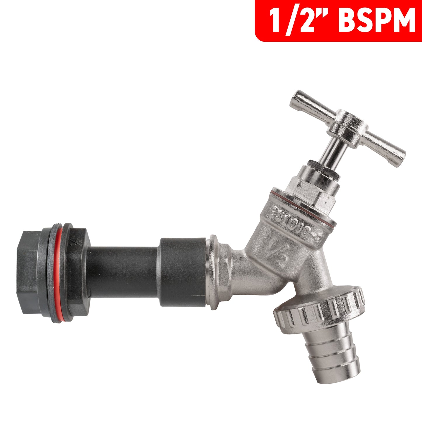 Water Butt Extension Kit 1/2in with Nickel Plated Barbed Tap for Water Connector