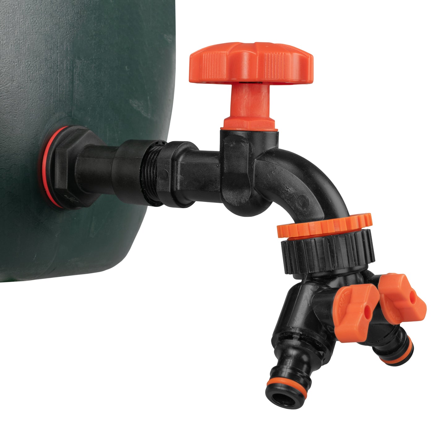 Water Butt Extension Kit 1/2in with Black Dial Tap + Two-Way Splitter