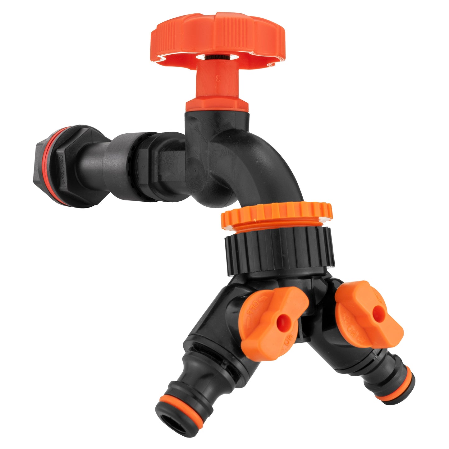 Water Butt Extension Kit 1/2in with Black Dial Tap + Two-Way Splitter