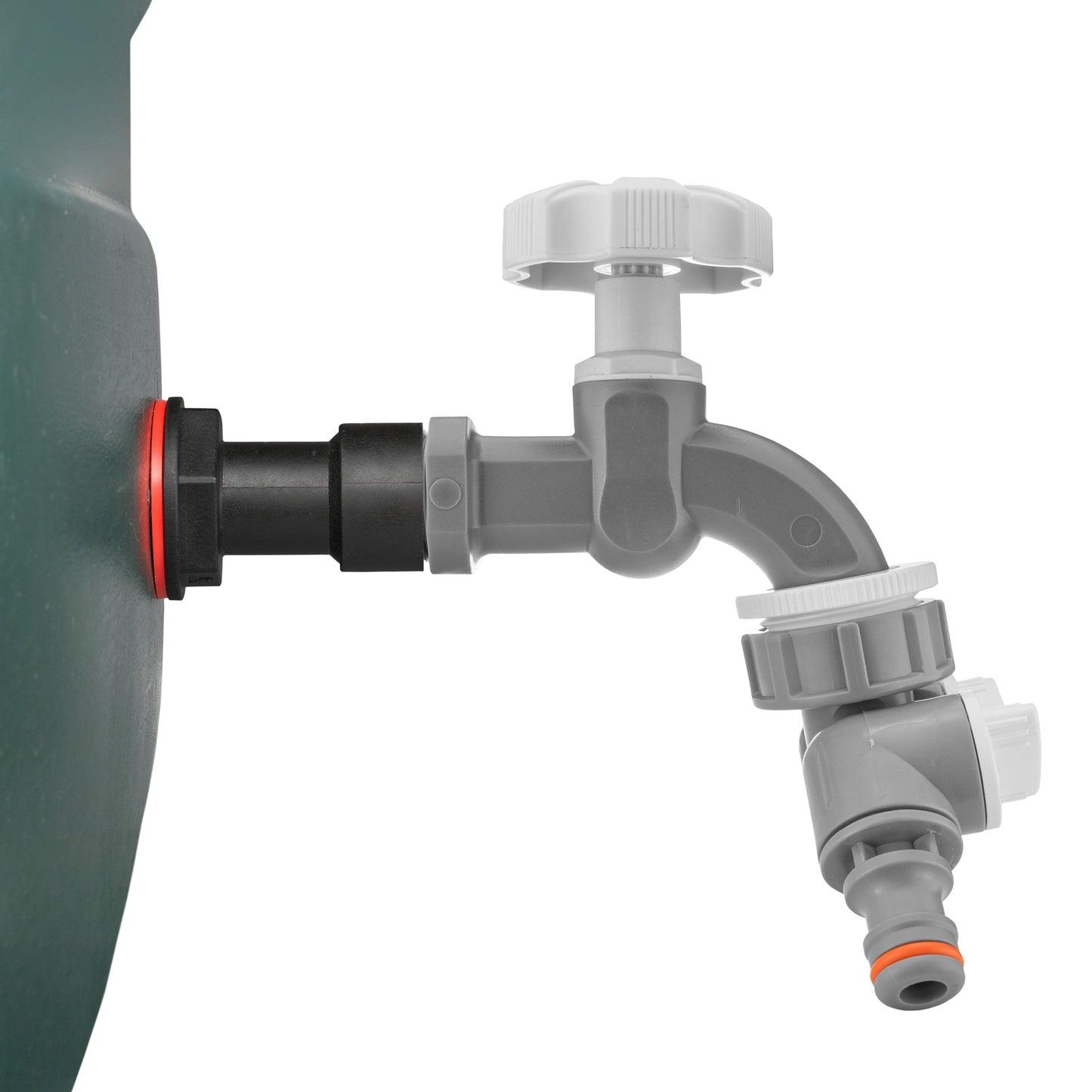 AP Supplies Water Butt Extension Kit 1/2" with Grey Dial Tap + Two-Way Splitter and Drill Bit