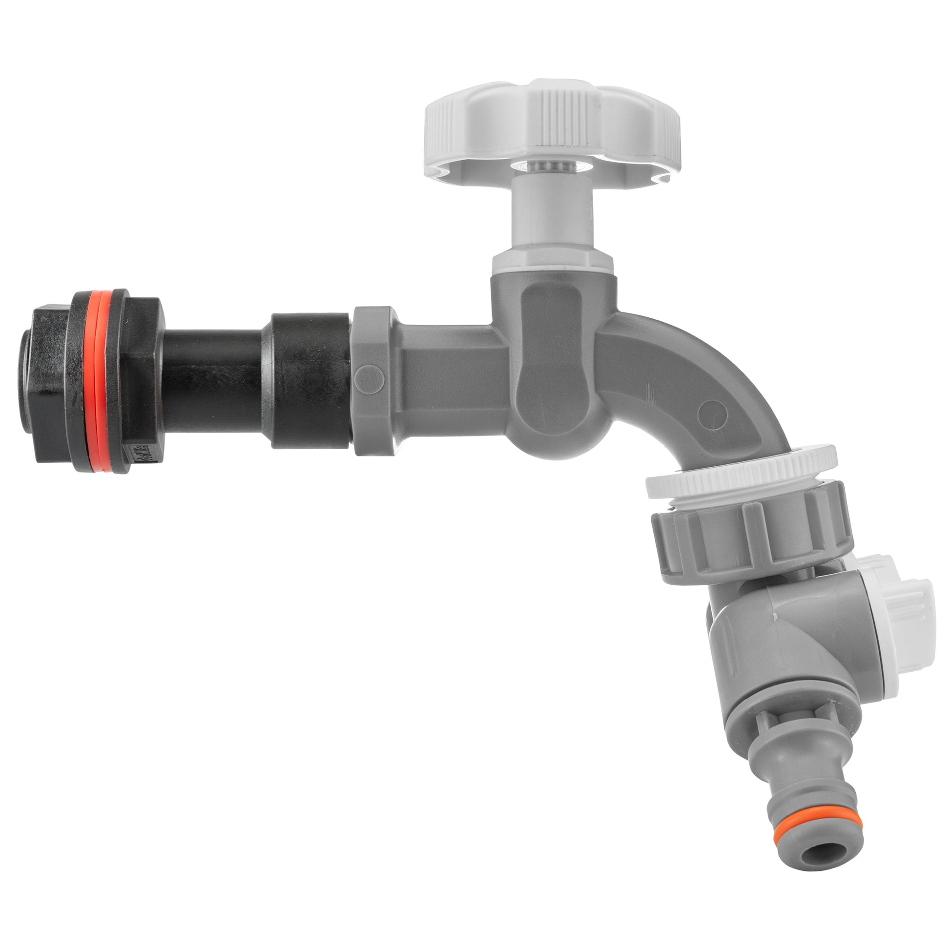 AP Supplies Water Butt Extension Kit 1/2" with Grey Dial Tap + Two-Way Splitter and Drill Bit