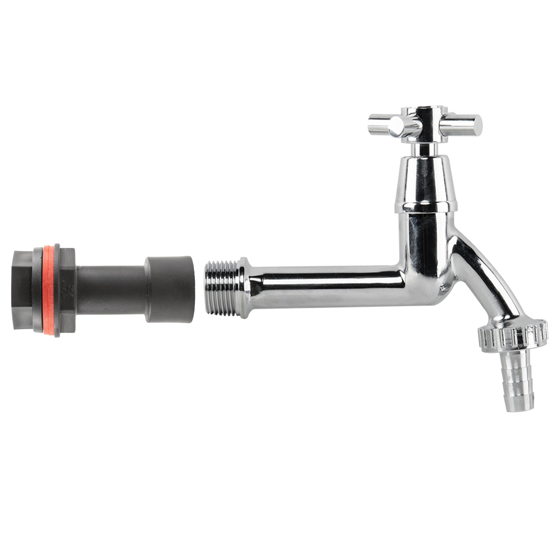AP Supplies Water Butt Extension Kit 1/2" with Extended Brass Chrome Tap 1/2" Barb