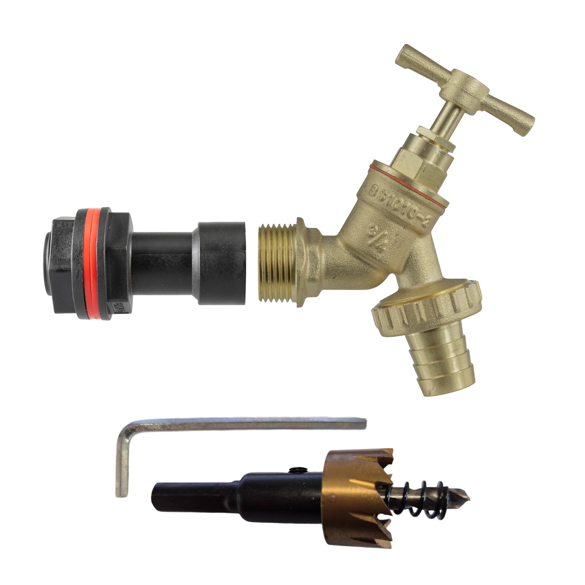 AP Supplies Water Butt Extension Kit 3/4" with Brass Barbed Tap and Drill Bit