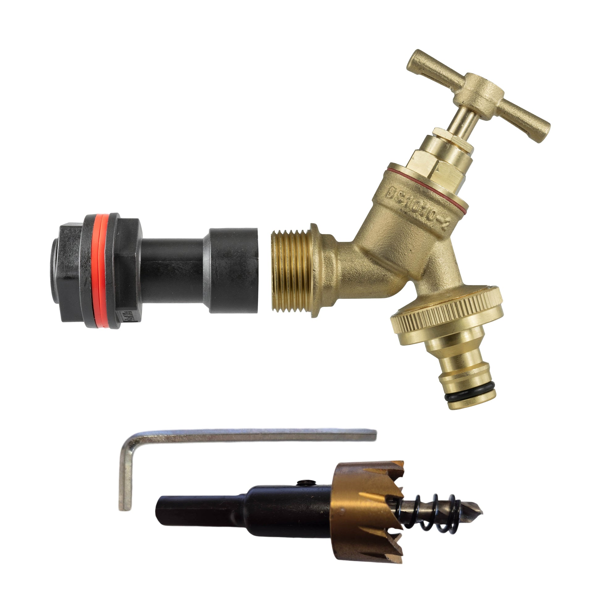 AP Supplies Water Butt Extension Kit 3/4" with Brass Quick Connect Tap and Drill Bit
