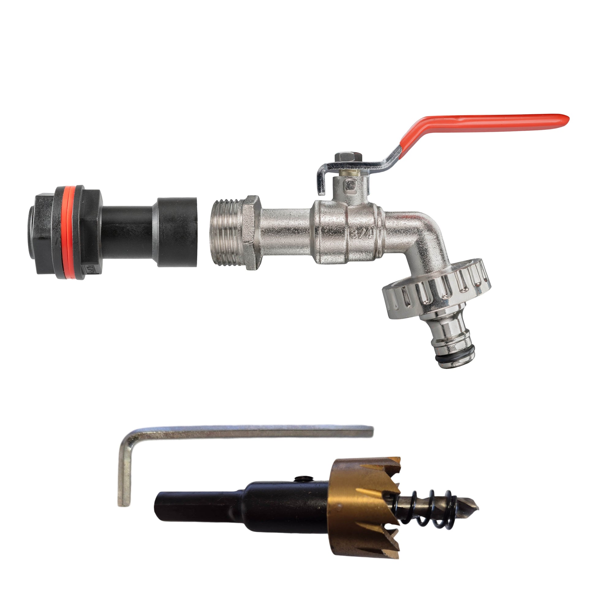 AP Supplies Water Butt Extension Kit 3/4" with Quick Connect Lever Tap and Drill Bit