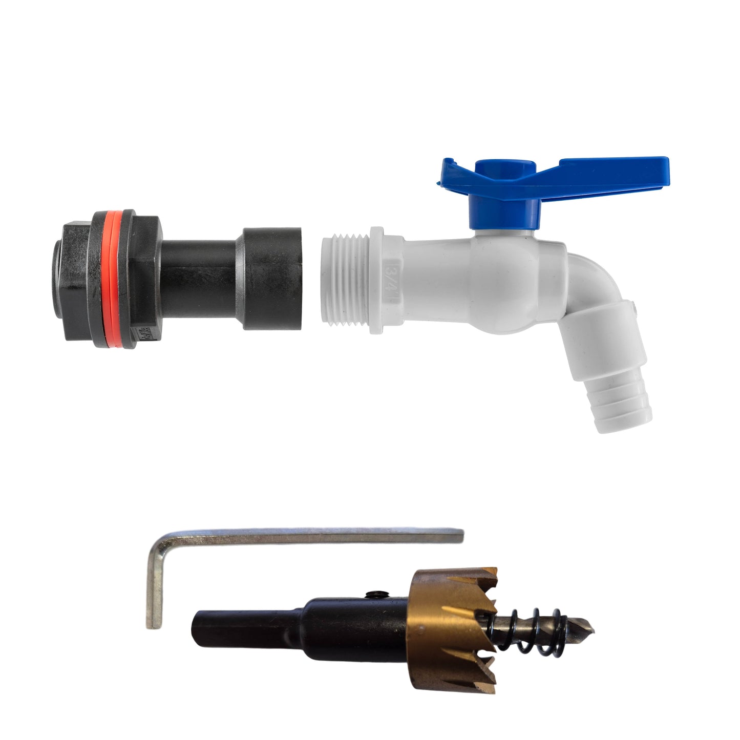 AP Supplies Water Butt Extension Kit 3/4" with White PVC Tap and Drill Bit